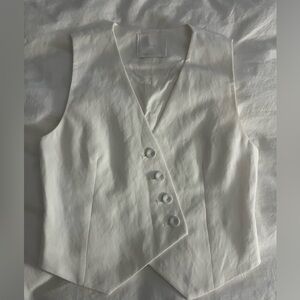 Mango White Sleeveless Tailored Vest